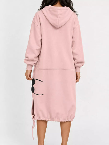 Hooded sweatshirt midi dress, view 3