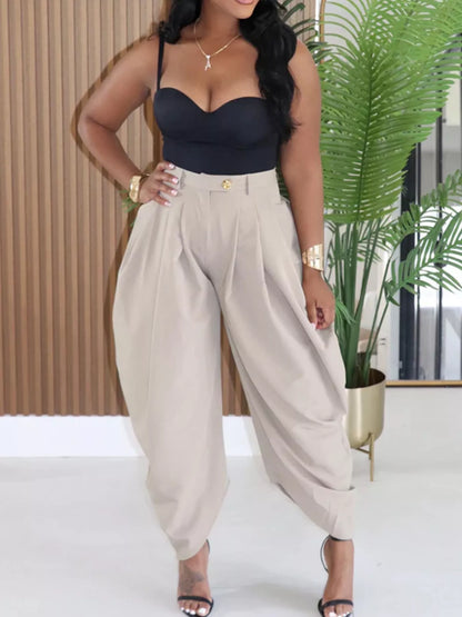 High-Waisted Wide Leg Pleated Pants