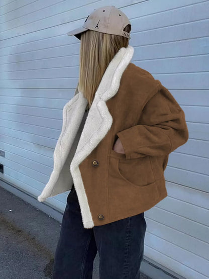 Plush Lined Dropped Shoulder Outerwear