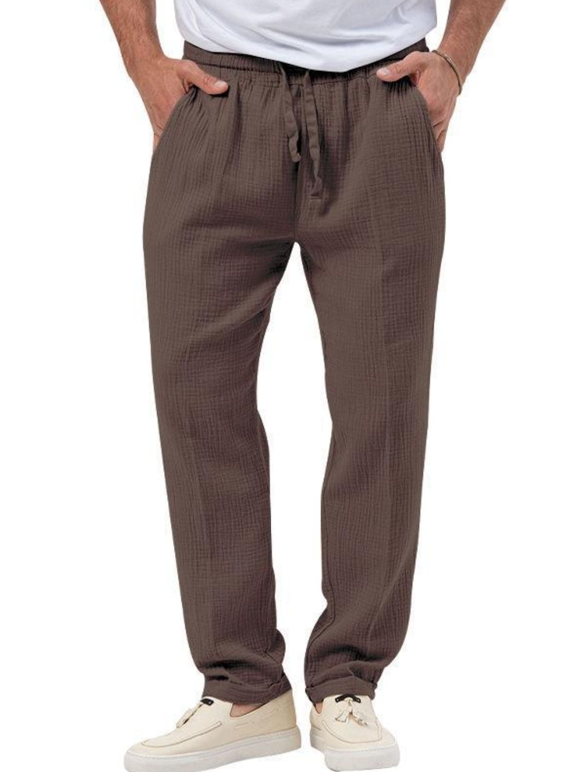 Plus Size Men's Drawstring Texture Pants