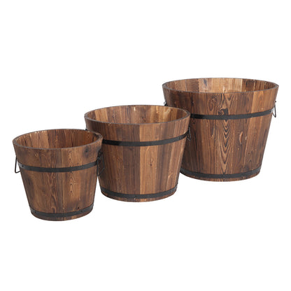 Outdoor Reinforced and Anticorrosive Wooden Pot Set