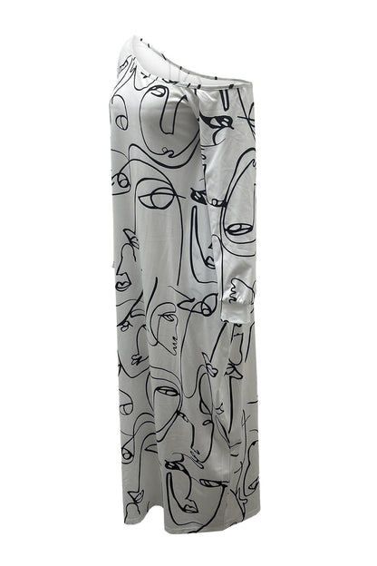 Printed Lantern Sleeve Maxi Dress