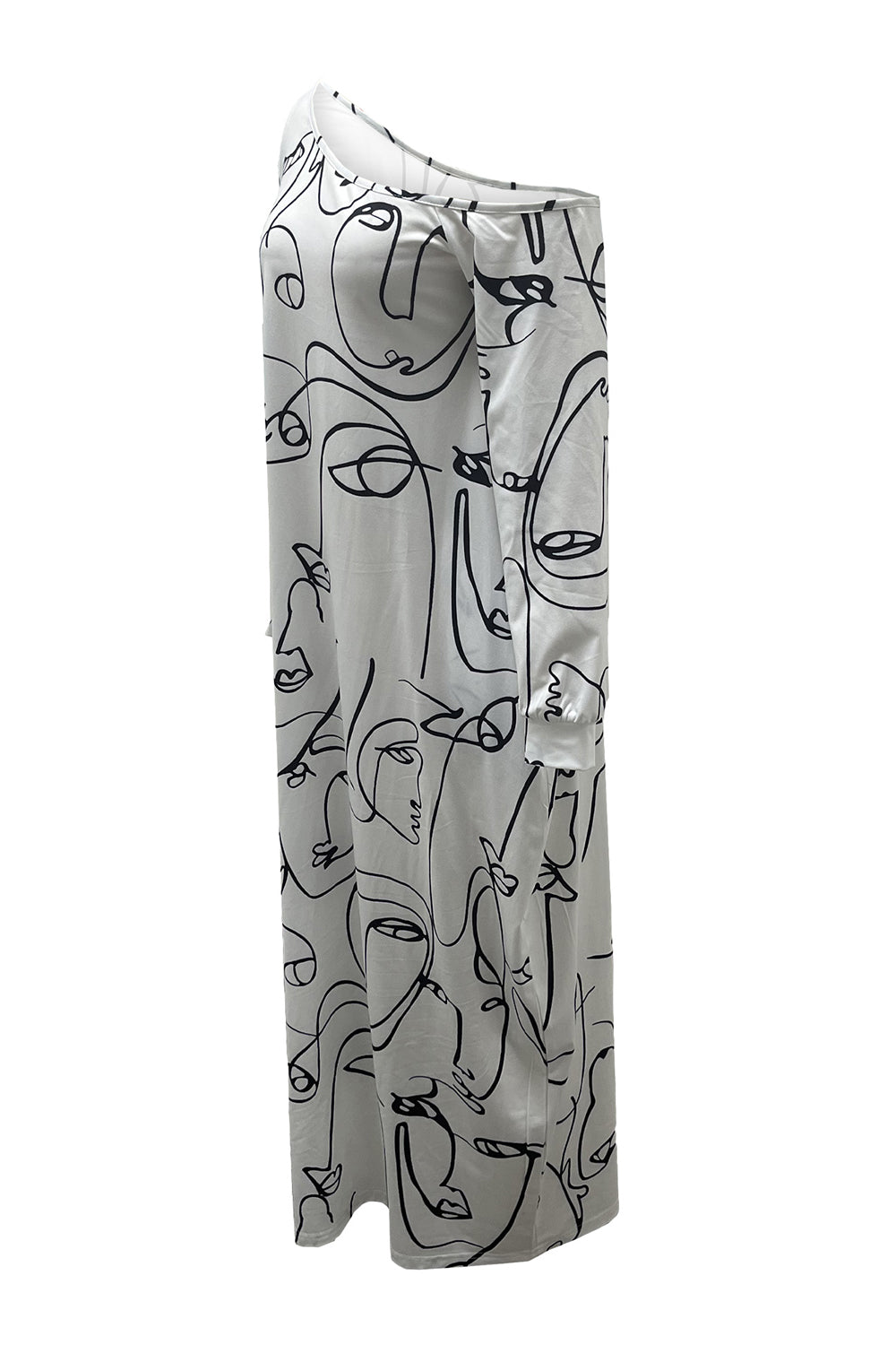 Printed Lantern Sleeve Maxi Dress