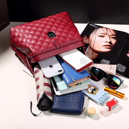 Quilted Handbag with Metal Clasp