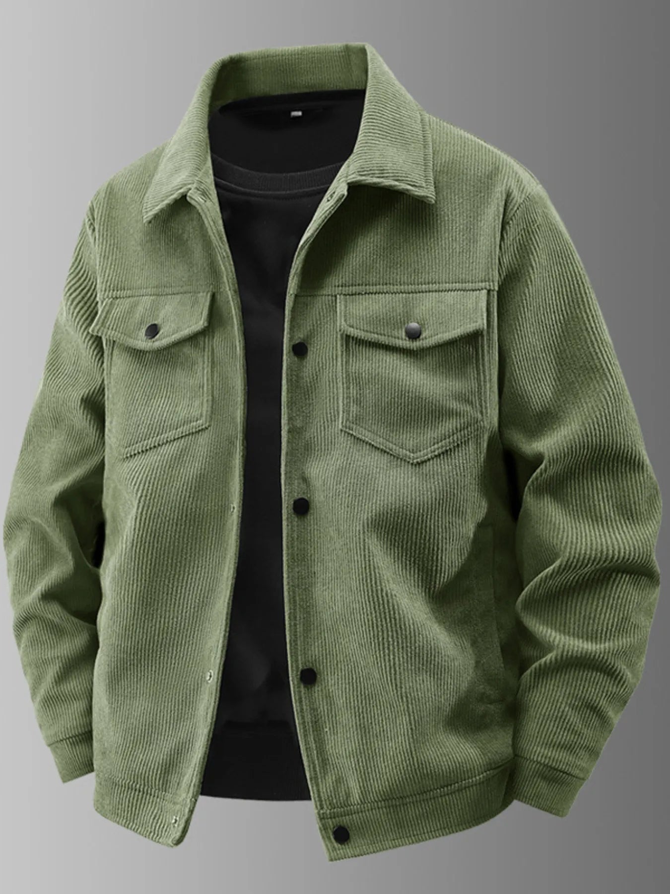 Men's Plus Size Corduroy Button-Up Jacket
