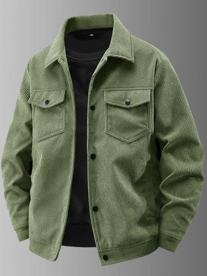 Men's Plus Size Corduroy Button-Up Jacket