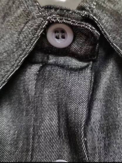 Full Size Button-Down Maxi Denim Dress