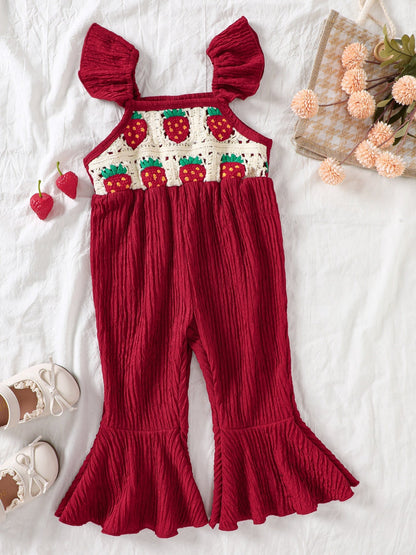 Children's Crochet Ruffle Trim Jumpsuit