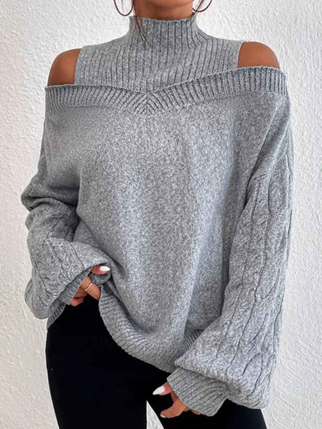 Cold Shoulder Turtleneck Sweater