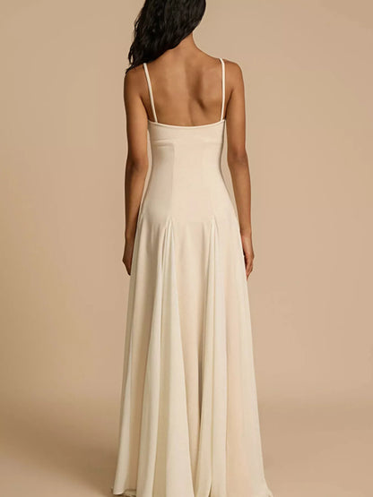Sweetheart Neck Spaghetti Strap Flowy Maxi Dress