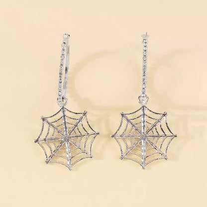 Halloween Spider Web Dangle Hoop Earrings