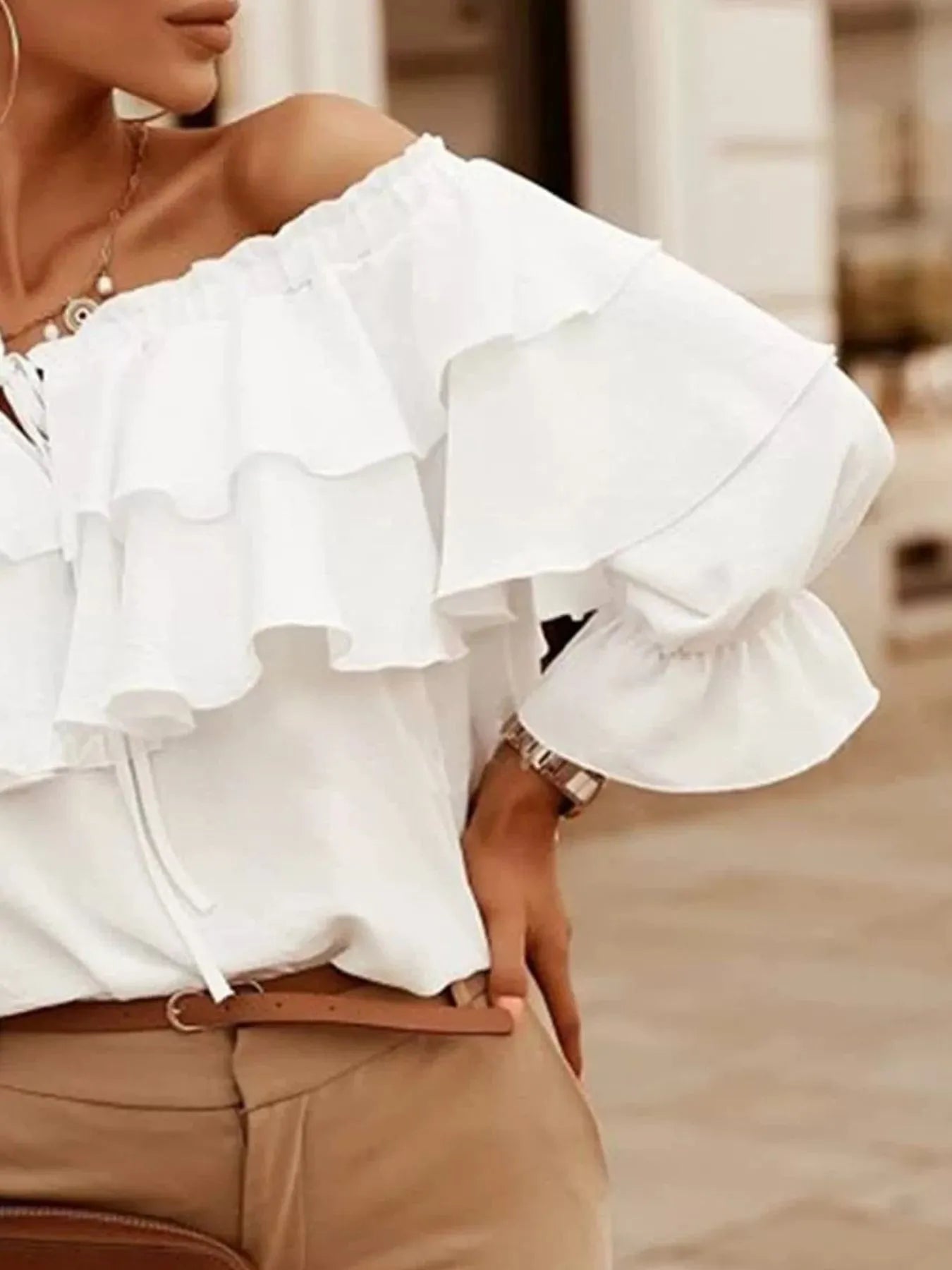 Ruffled Off-Shoulder Blouse