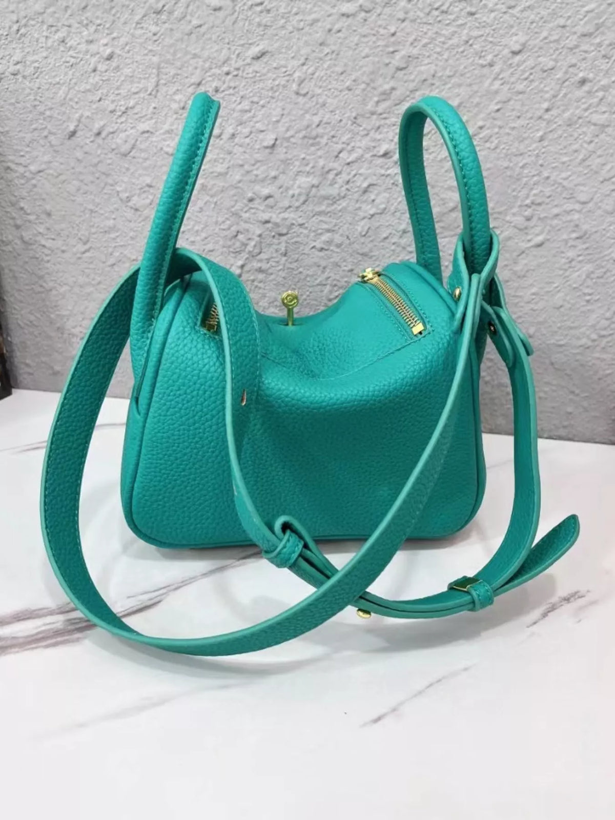 Gold-Tone Hardware Leather Crossbody Bag