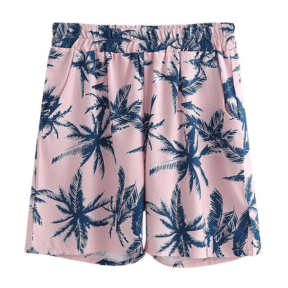 Full Size Tropical Print Shorts Set
