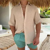 Men's Casual Cotton And Linen Beach Shirt