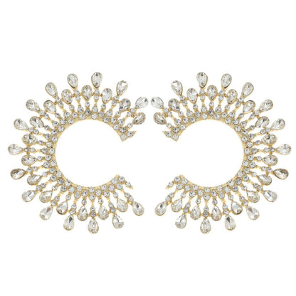 Stud Gold C Shape Stone Earrings