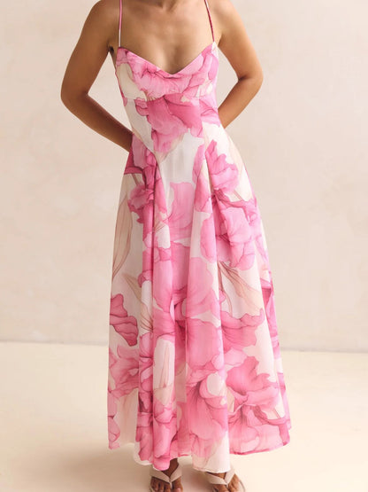 Floral Print Spaghetti Strap Midi Dress
