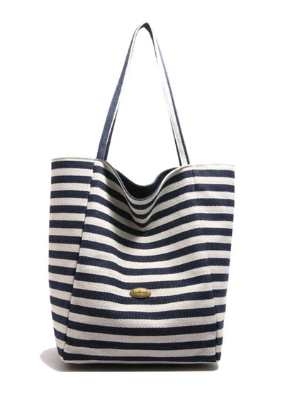Striped Canvas Tote Bag