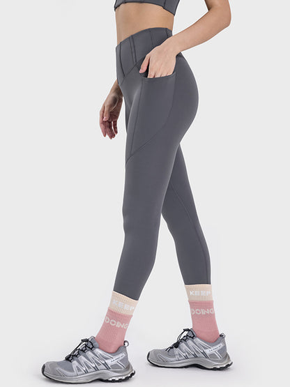 Pocketed High Waist Active Leggings - MONLANE