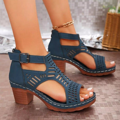 Open Toe Block Heels Sandals