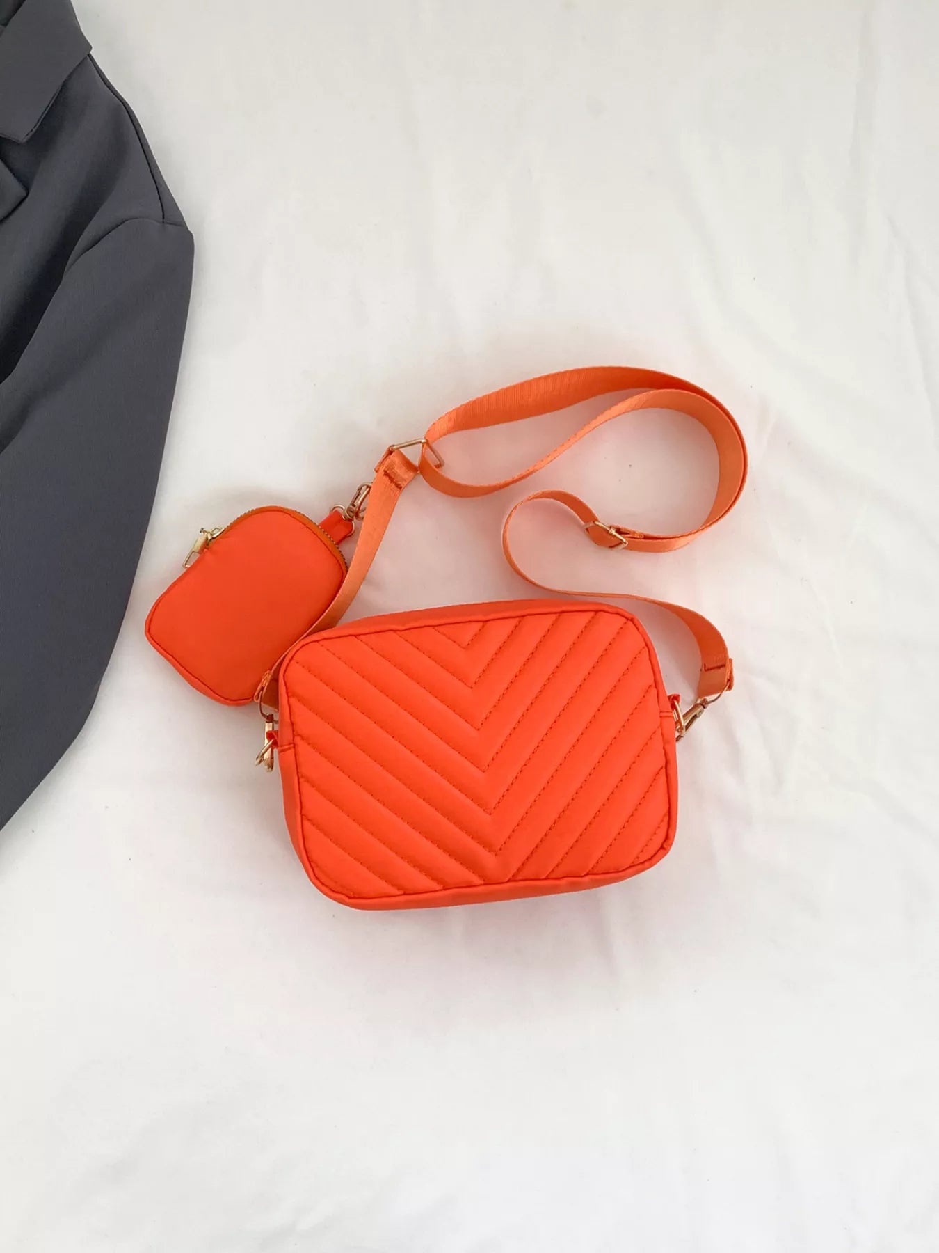 Quilted Crossbody Bag with Mini Pouch