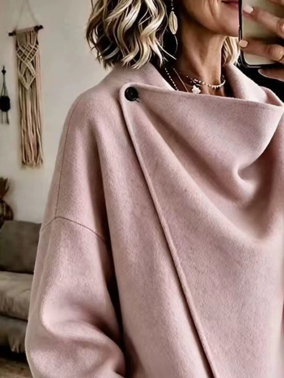 Plus size cowl neck cape, view 8