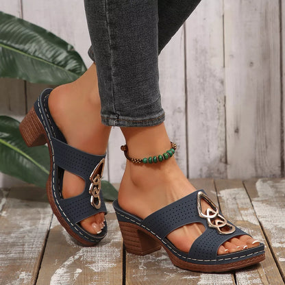 Open Toe Block Heel Sandals