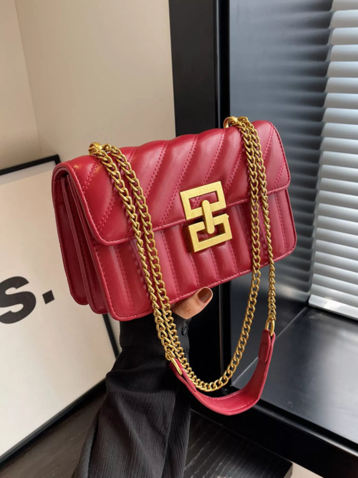 Quilted flap crossbody bag, view 5