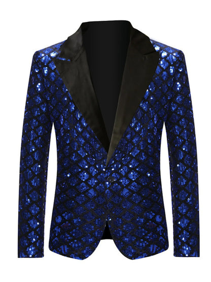 Men's One Button Long Sleeve Blazer