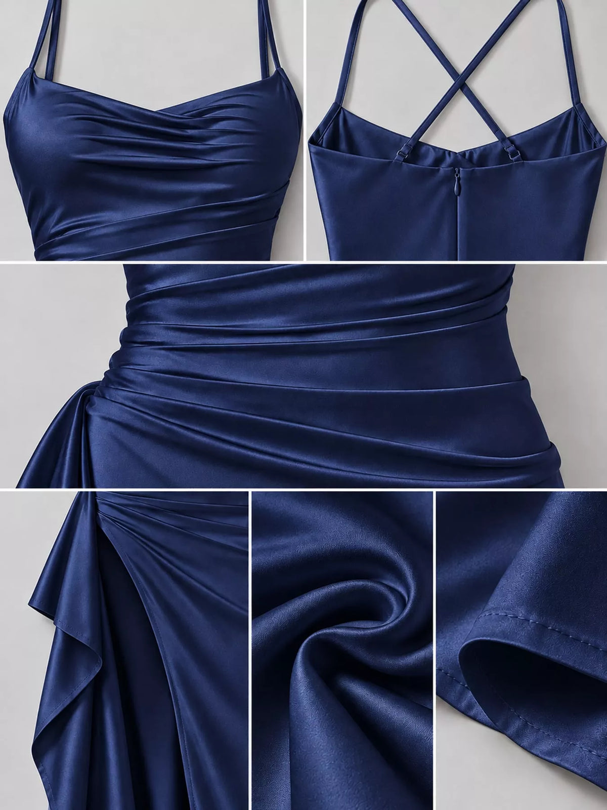 Satin high-slit maxi dress, view 8