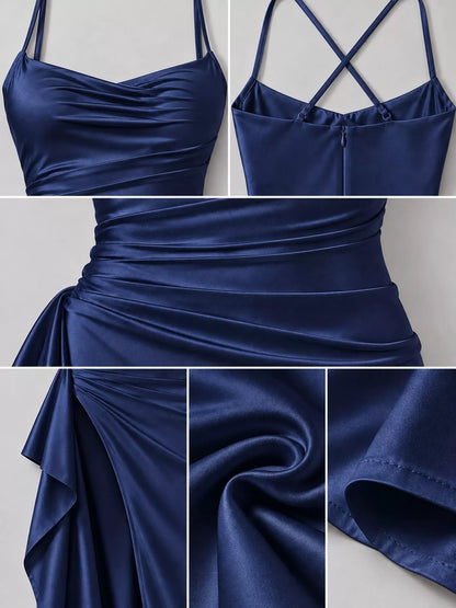 Satin high-slit maxi dress, view 8