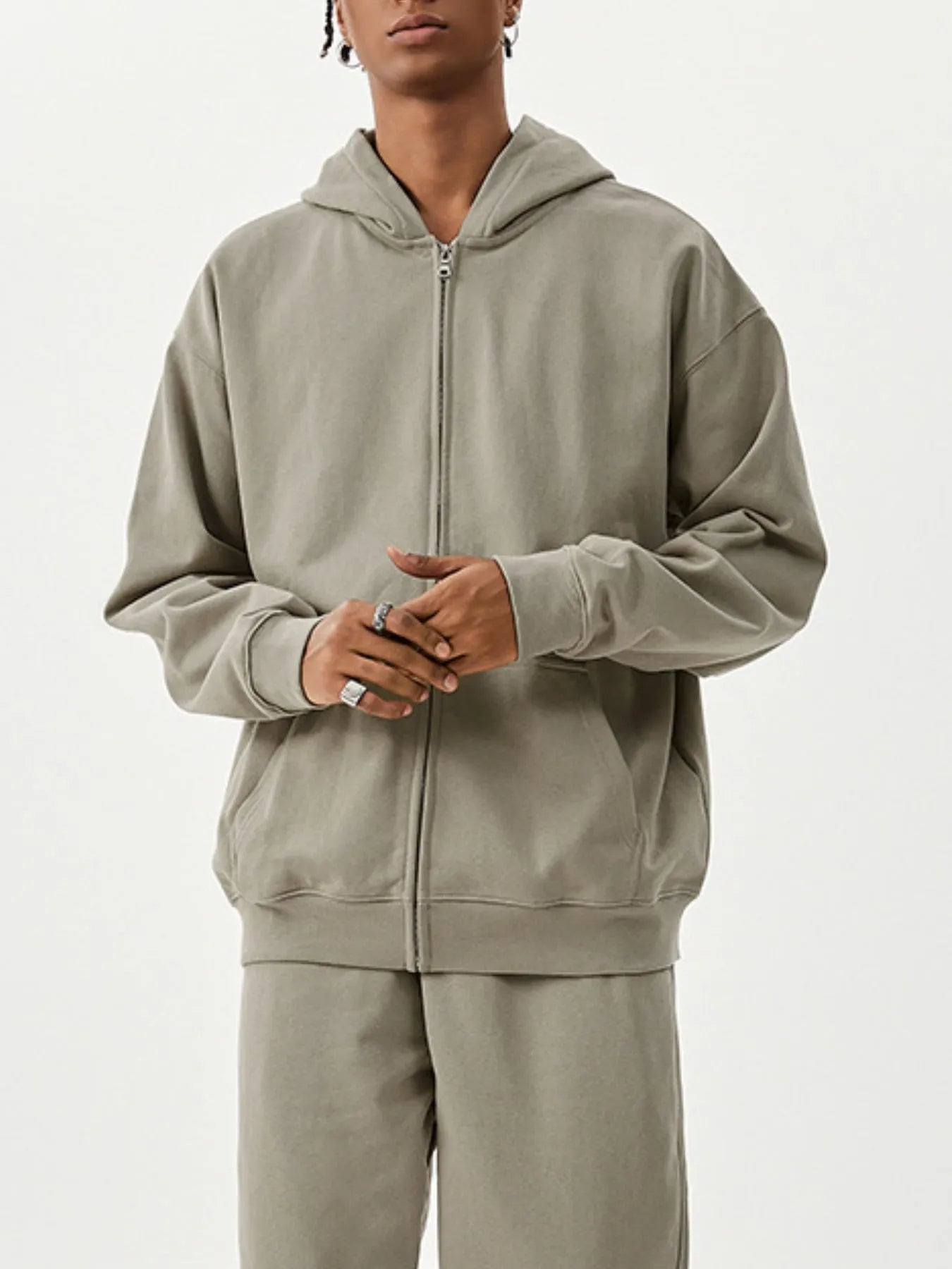 Men's Full Size Zip Up Long Sleeve Hoodie