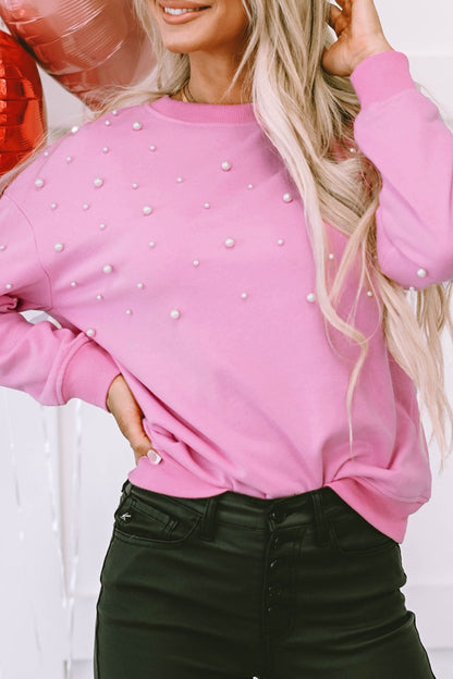Pearl Detail Ribbed Sweatshirt