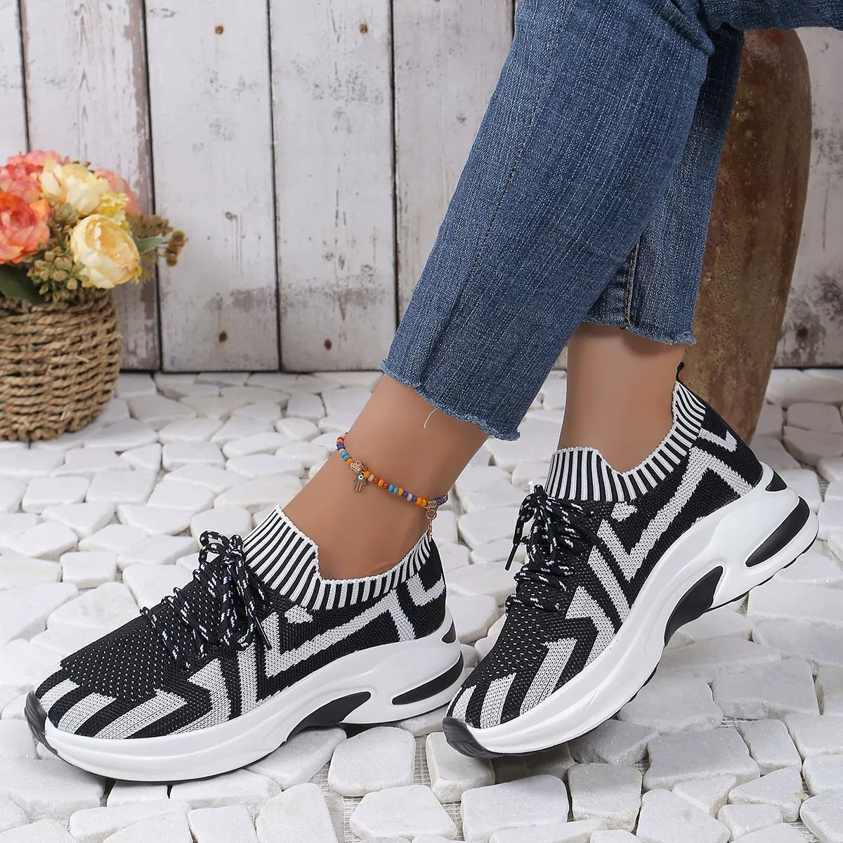 Round Toe Platform Sneakers