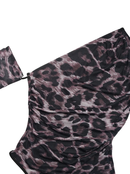 Leopard Print One Shoulder Bodysuit