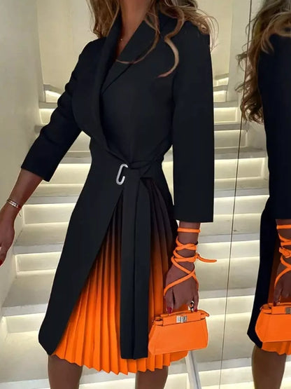 Pleated blazer midi dress, view 9