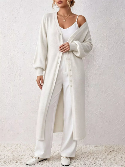 Button Front Long Sleeve Sweater Dress
