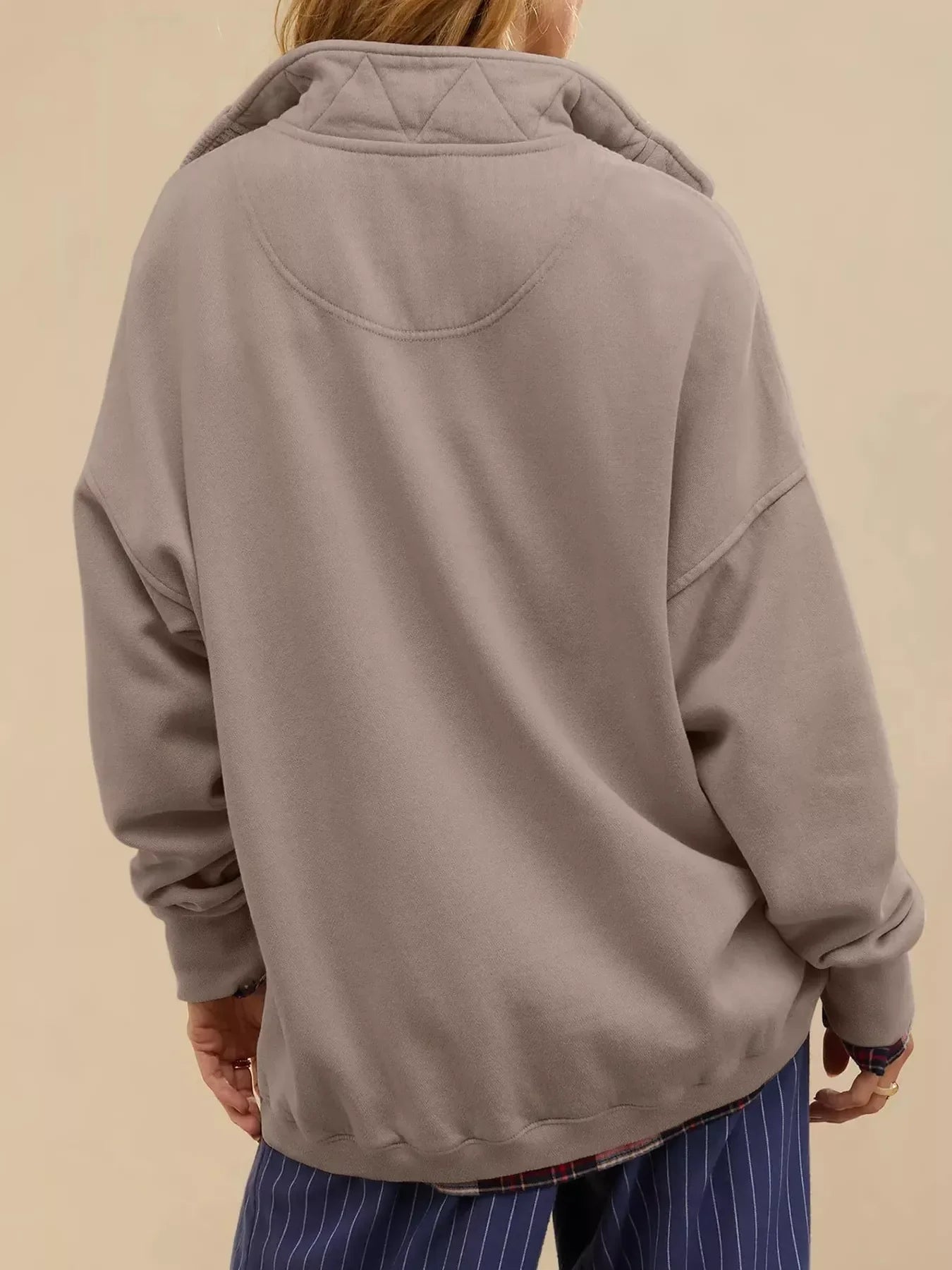 Half Snap Dropped Shoulder Sweatshirt