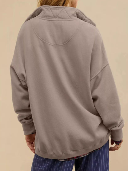 Half Snap Dropped Shoulder Sweatshirt