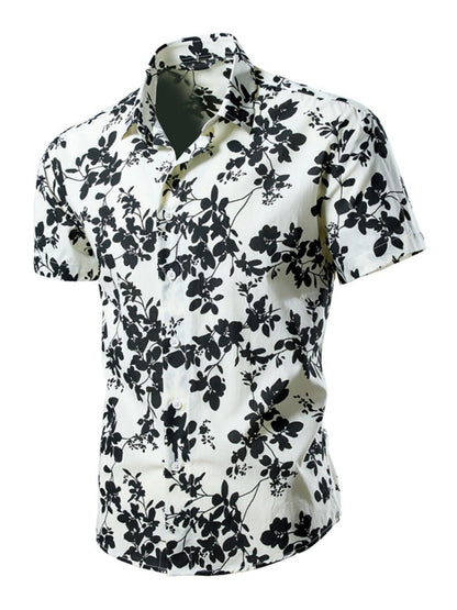 Men's Plus Size Floral Print Short Sleeve Casual Shirt