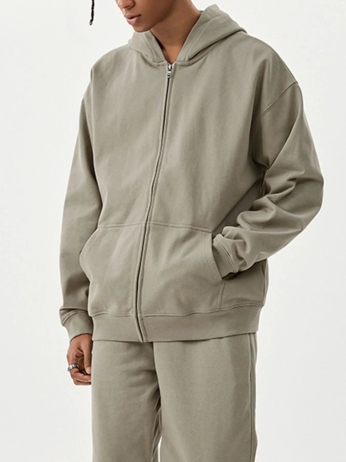 Men's Full Size Zip Up Long Sleeve Hoodie