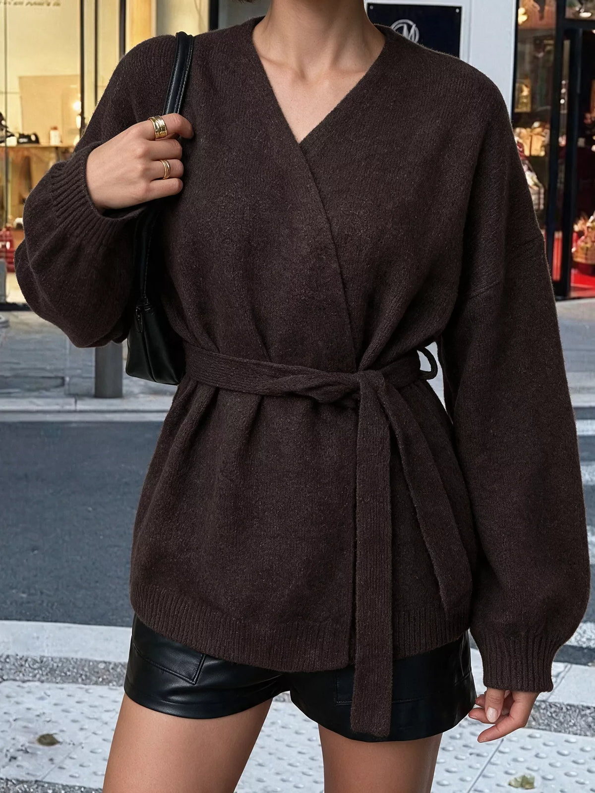 Tie-waist wrap cardigan, view 3