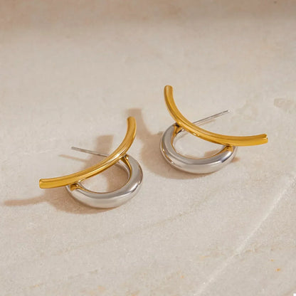 Two-Tone Modern C-Hoop Earrings