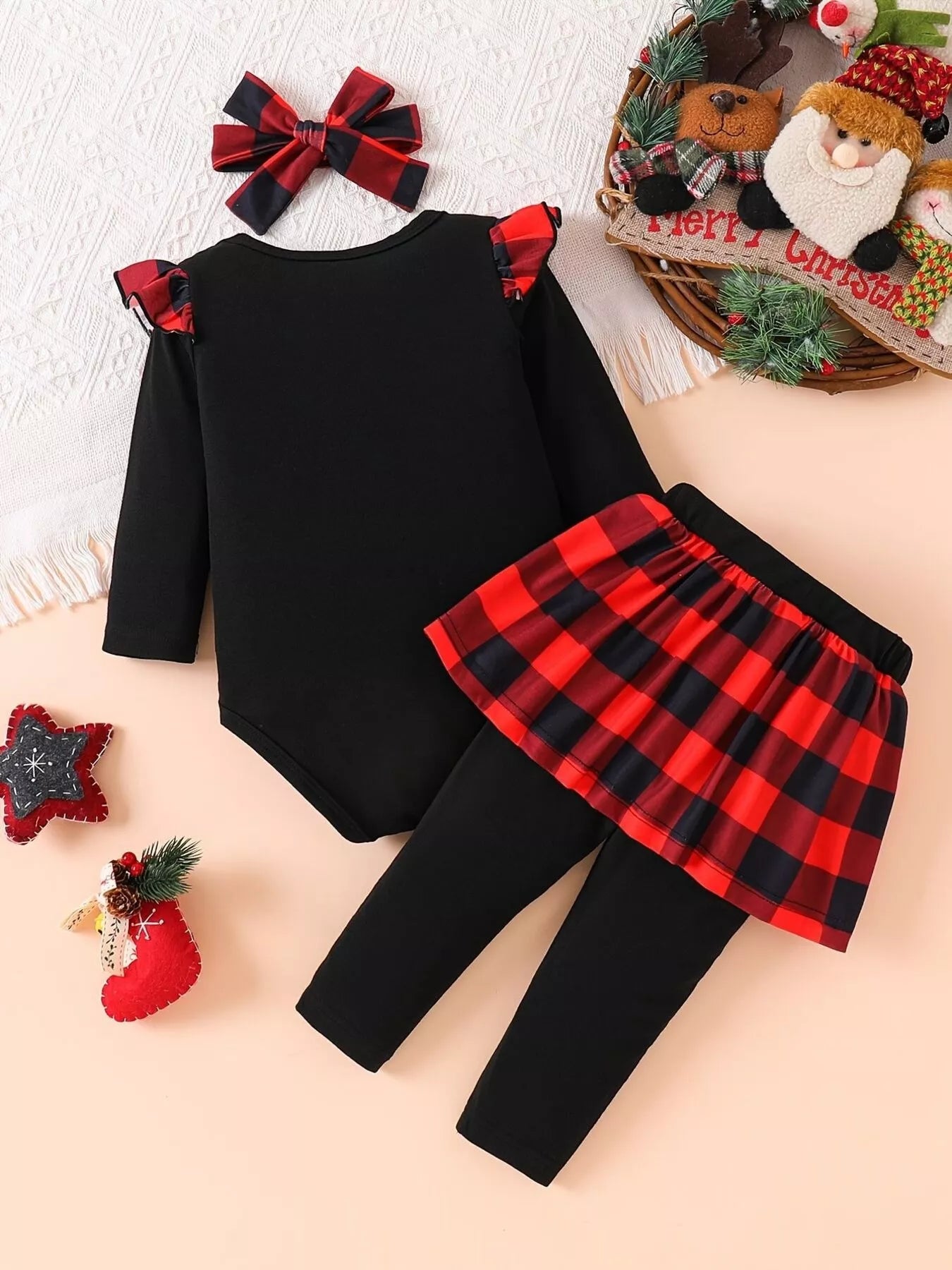 Children's Christmas Bodysuit Set with Headband