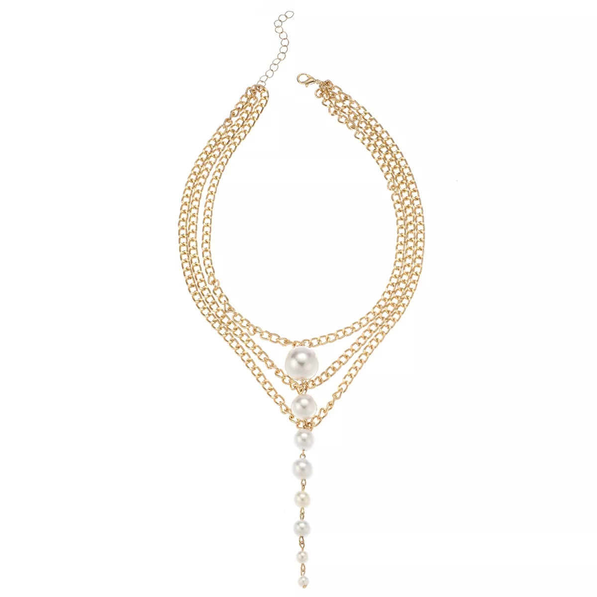 Gold pearl choker necklace, view 8