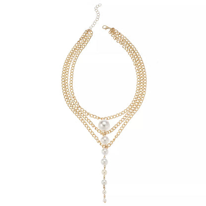 Gold pearl choker necklace, view 8