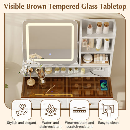 Makeup Vanity with LED Lighted Mirror