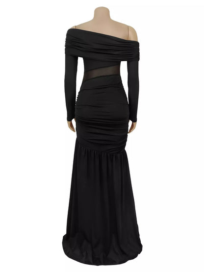 Off Shoulder Slit Maxi Dress
