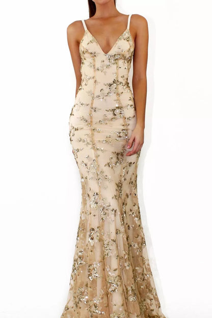 Sequin Tie Back Maxi Dress Plus Size