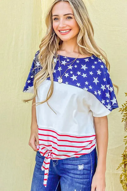 American Flag Print Casual Top